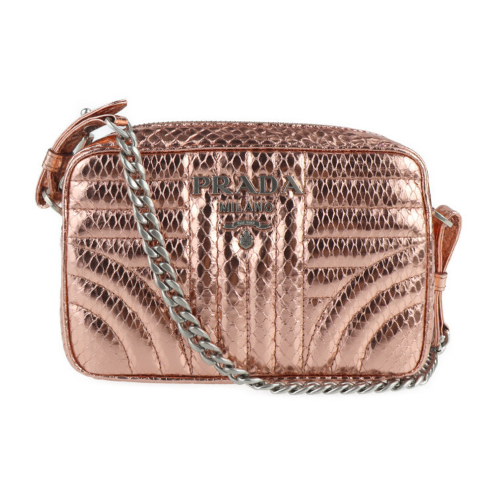 Prada Python Pink Leather Shoulder Chain Bag Impu… - image 2